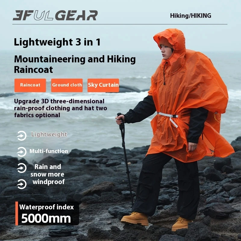 Camping Rain Poncho - 3F UL GEAR Ultralekka Kurtka Przeciwdeszczowa