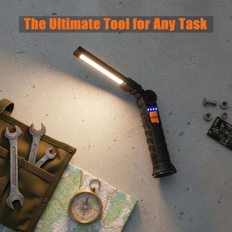 Outdoor Camping Jobs - Akumulatorowa latarka LED z magnesem i