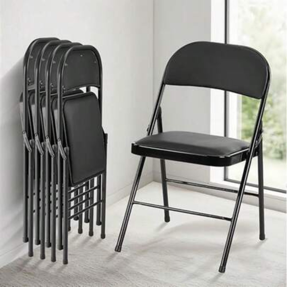 Outdoor Camping Folding Chairs - Zestaw 4 składanych krzeseł z skórzanym