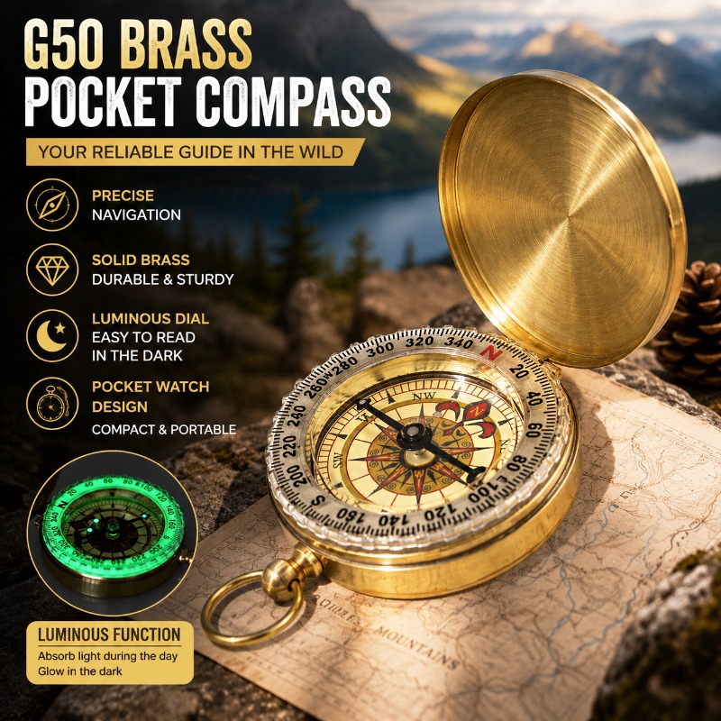 Outdoor Camping Direct - Kompas kieszonkowy z mosiądzu 50 mm,