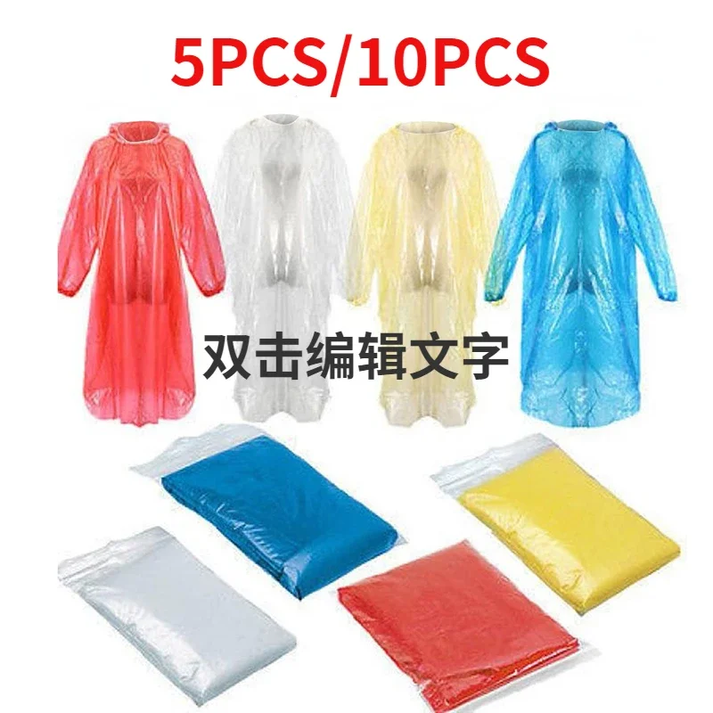 Camping Rain Poncho - 5/10PC Jednorazowy płaszcz przeciwdeszczowy dla dorosłych