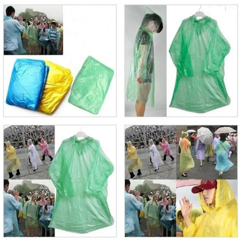 5/10PC Jednorazowy płaszcz prz – Camping Rain Poncho recenzja i cena